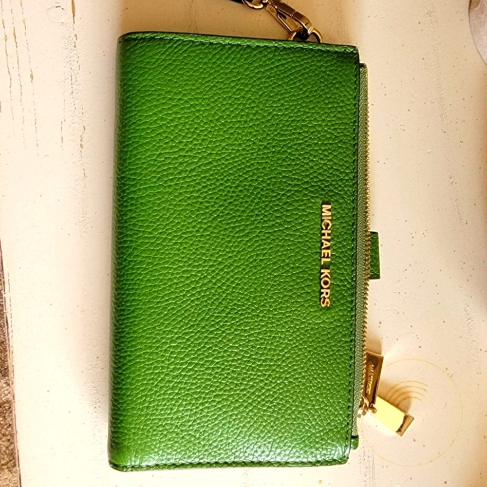 Michael Kors Green cell phone wristlet